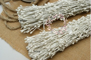 Floral wire with Pips Berry WHITE Stem (40cm) DIY Floral crown